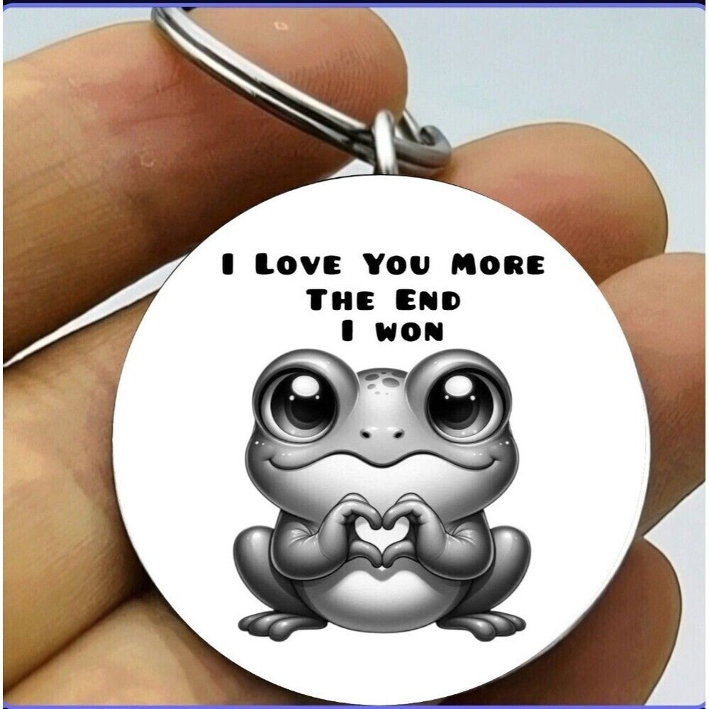 I Love You More The End I Won Frog Heart Sign Language Stainless Keychain